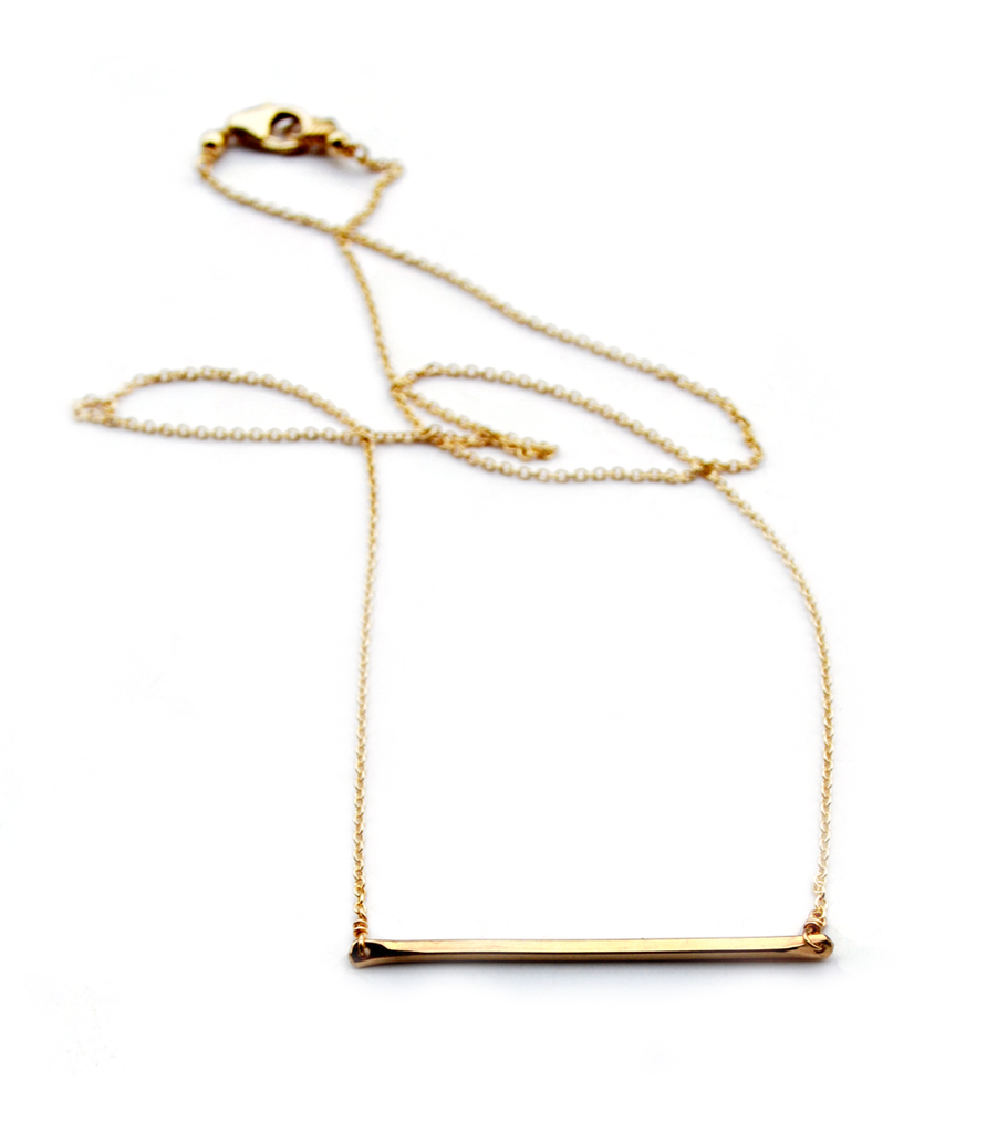 Tiny gold 2025 bar necklace